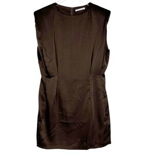 AMY ENJOY LIFE Chocolate Brown Satin Short Sleeve Mini Dress XL
